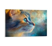 Chat 3D Art Mural Toile Chaton Affiche Peinture Affiche Impression Mur Photo pour Maison Salon Chambre Décor Œuvre d'art Facile à accrocher 40 x 60 cm (16 x 24 pouces)