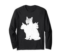 Chat à 3 têtes Vintage Grunge Alt Années 90 Halloween Goth Horror Manche Longue