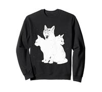 Chat à 3 têtes Vintage Grunge Alt Années 90 Halloween Goth Horror Sweatshirt