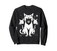 Chat à 3 têtes Vintage Grunge Alt Années 90 Halloween Goth Horror Sweatshirt