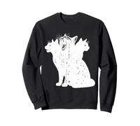 Chat à 3 têtes Vintage Grunge Alt Années 90 Halloween Goth Horror Sweatshirt
