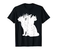 Chat à 3 têtes Vintage Grunge Alt Années 90 Halloween Goth Horror T-Shirt