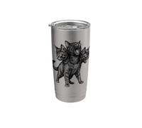 Chat à 3 têtes y2k grunge gothique Halloween Gobelet isotherme en acier inoxydable double paroi