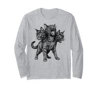 Chat à 3 têtes y2k Grunge Gothique Halloween Manche Longue