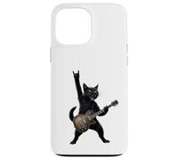Chat à Bascule Jouant de la Guitare Rock'n Roll Band Guitariste Coque pour iPhone 13 Pro Max