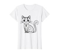 Chat à colorier et à Peindre soi-même T-Shirt Graphique avec Valeur, Femme, Blanc, S