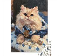 Chat à Long Poil Puzzle pour Adultes Puzzle 1000 Pièces Ambiance Maison Coffret Puzzle 1000 Pièces Détente Cadeau Décoration 52x38cm/1000pcs