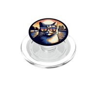 Chat à Paris regardant la Tour Eiffel PopSockets PopGrip pour MagSafe