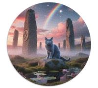 Chat à Queue Courte Circulaire Puzzle Convient pour Adultes Et Enfants 1000 Pièces, Pets Mignons Fun Défiant Jeu Éducatif Unique Toy (67.5x67.5cm)
