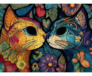 Chat Abstrait, Puzzle 1000 Pieces Adultes, Jigsaw Bois LDYQS4-393 | Impossible Difficile Puzzle, Défi et Complexe Jeu éducatif Défi Jouets, Loisirs Créatifs, Décoration Murale et Cadeau