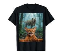 Chat abyssin drôle T-Rex Dinosaur Chase Selfie T-Shirt