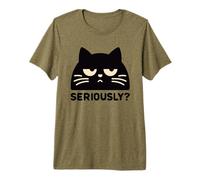 Chat agacé Seriously Cat Sarcastique Rolling Eyes Kawaii Cat T-Shirt Haut de Gamme