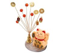 Chat Agitant le Bras Figurine Décorative Créative avec Arbre à Argenté