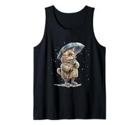 Chat agité, Chat Triste avec Parapluie sous la Pluie Graphique Débardeur