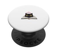 Chat Aime Lire des Livres Mini Aspect brodé pour Les Amateurs de Livres PopSockets PopGrip Adhésif