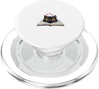 Chat Aime Lire des Livres Mini Aspect brodé pour Les Amateurs de Livres PopSockets PopGrip pour MagSafe