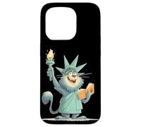 Chat américain Amusant pour Les Amoureux des Statues patriotiques et libertés Coque pour iPhone 15 Pro