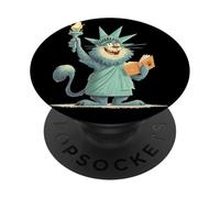 Chat américain Amusant pour Les Amoureux des Statues patriotiques et libertés PopSockets PopGrip Adhésif