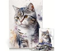 Chat American Shorthair Puzzle 1000 pièces pour Adultes Jeu de logique Loisirs agréables Bords Nets (38x26cm)