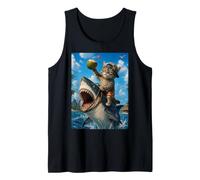Chat Amusant à chevaucher, Requin, été, Plage, Vacances, océan, Aventure Débardeur