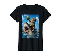 Chat Amusant à chevaucher, Requin, été, Plage, Vacances, océan, Aventure T-Shirt Graphique avec Valeur