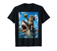 Chat Amusant à chevaucher, Requin, été, Plage, Vacances, océan, Aventure T-Shirt Graphique avec Valeur