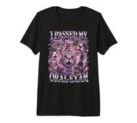 Chat Amusant avec Inscription « I Passed My Oral Exam » T-Shirt Haut de Gamme