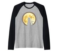 Chat Amusant avec Lune Manche Raglan