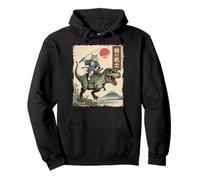 Chat Amusant en T-Rex Japonais Ukiyo-e Art Samouraï Sweat à Capuche