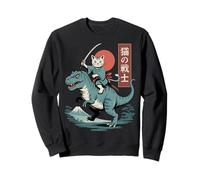 Chat Amusant en T-Rex Japonais Ukiyo-e Art Samouraï Sweatshirt
