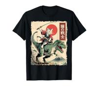 Chat Amusant en T-Rex Japonais Ukiyo-e Art Samouraï T-Shirt