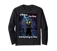 Chat Amusant « It is Fine I'm Fine Everything is Fine » Halloween Manche Longue