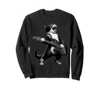 Chat Amusant Jouant de la Guitare Art Enfants Hommes Femmes Amoureux Sweatshirt