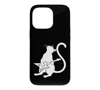Chat Amusant Jouant de la Guitare électrique Cool Rock Musicien Coque pour iPhone 13 Pro