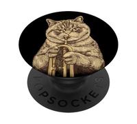 Chat Amusant Jouant de la Trompette Humour Chats tristes Humour Insolite Bizarre PopSockets PopGrip Adhésif