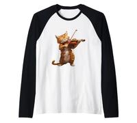 Chat Amusant Jouant du Violon pour Les Amateurs de Chat et de violons Manche Raglan