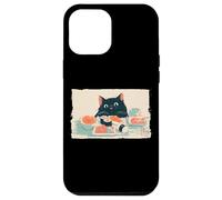 Chat Amusant Mangeant des sushis Japonais Vintage Gourmand Cadeau d'art Coque pour iPhone 12 Pro Max