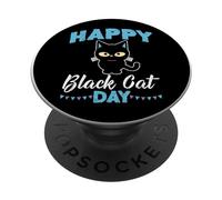 Chat Amusant pour Amoureux des Chats - Happy Black Cat Day PopSockets PopGrip Adhésif