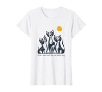 Chat Amusant Pun It Ain't Over Until The Cat Ladies Sing T-Shirt Graphique avec Valeur, Femme, Blanc, L