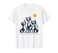 Chat Amusant Pun It Ain't Over Until The Cat Ladies Sing T-Shirt Graphique avec Valeur, Homme, Blanc, L