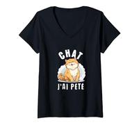 Chat amusant qui pète T-Shirt avec Col en V