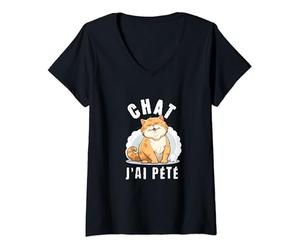 Chat amusant qui pète T-Shirt avec Col en V