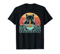 Chat Amusant Ramen Retro Synthwave Neko Kawaii Anime Cat T-Shirt
