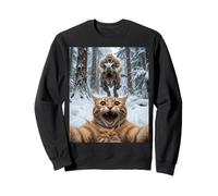 Chat Amusant Selfie Yeti équitation T Rex Snow Chase Sweatshirt