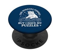 Chat Amusant The Horrors Persist But I Have My Puzzles PopSockets PopGrip Adhésif