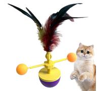 Chat Amusants Exercice Interactif Anti-Ennui | Balle À Plumes Féline Stimulation Intérieur, Balle Roulante Automatique sur Piste Rotative Activée par Mouvement, Amusement