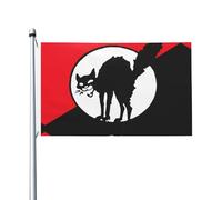 Chat Anarchiste Noir Drapeau Avec Œillets Bannière Couleurs Vives Drapeaux Pour Pelouse Cour Balcon 90X150Cm