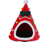 Chat animal chien arbre forme velours chaud maison grottes lits intérieur chats confortable laine igloo animal - Red S