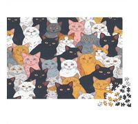 Chat animé Mignon Puzzle 1000 Pièces avec Assemblage Fluide, Puzzle Adulte Impossible Difficile Très Difficile Défiante pour Une Activité en Famille, Cadeau De Retraite 38x26cm/1000pcs