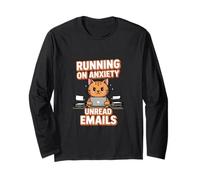 Chat anxieux Amusant Qui Court sur des e-mails Non LUS Disant Manche Longue